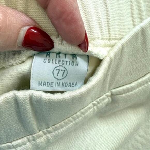 ARIA Collection Pull-On Pants Cream Textured Knit Elastic Waist Korea XS-S - Picture 4 of 5